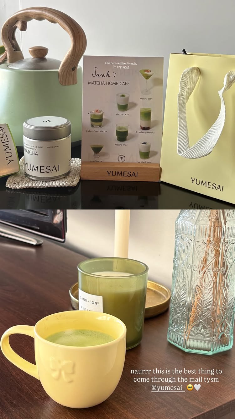 quesuarah instagram yumesai matcha home cafe set